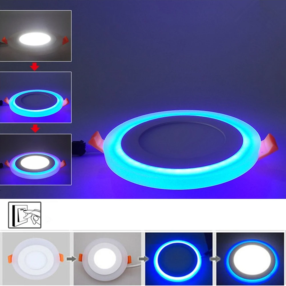 

Boardroom Inn Square 5W 24W LED Panel Light Blue+Cool Warm White Round Recessed Lighting Recessed Downlight Ceiling Light Indoor