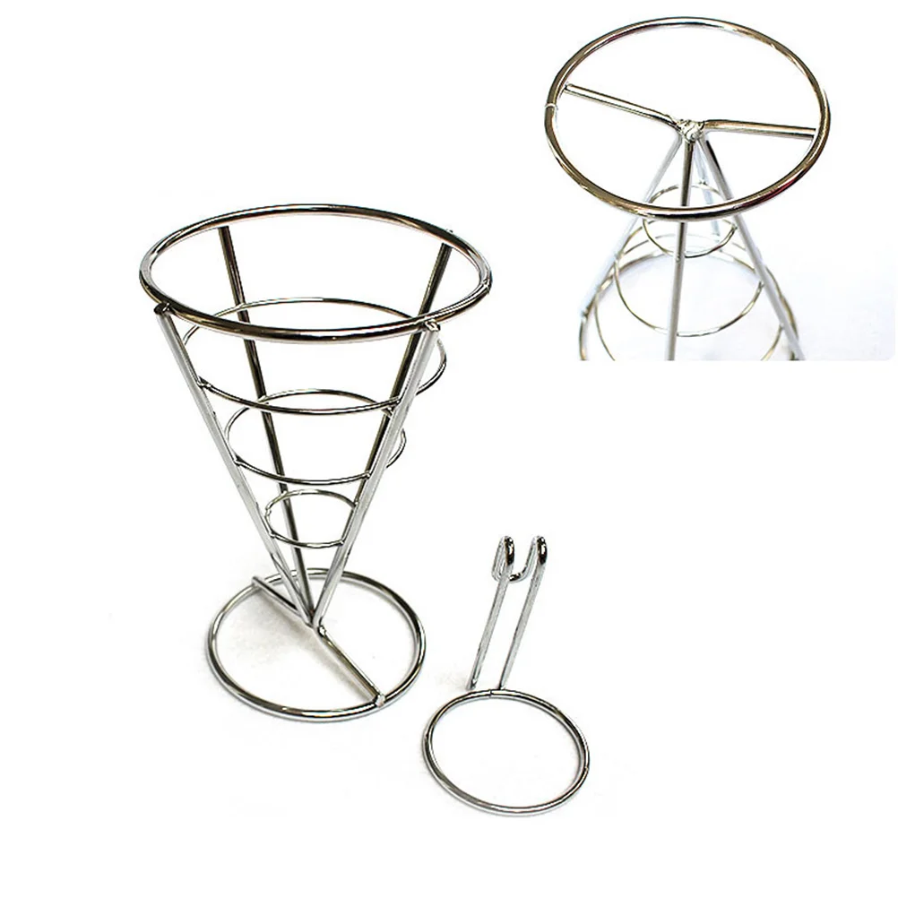 

Holder Fry Wire Stand French Holders Cone Chips Basket Fries Food Metal Stands Serving Appetizer Snack Sauce Display Baskets