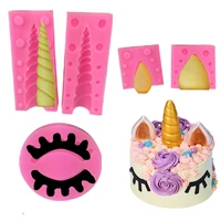 3d three dimensional unicorn silicone mold brows ears chocolate baby birthday party diy cake decorating kit baking candy molds