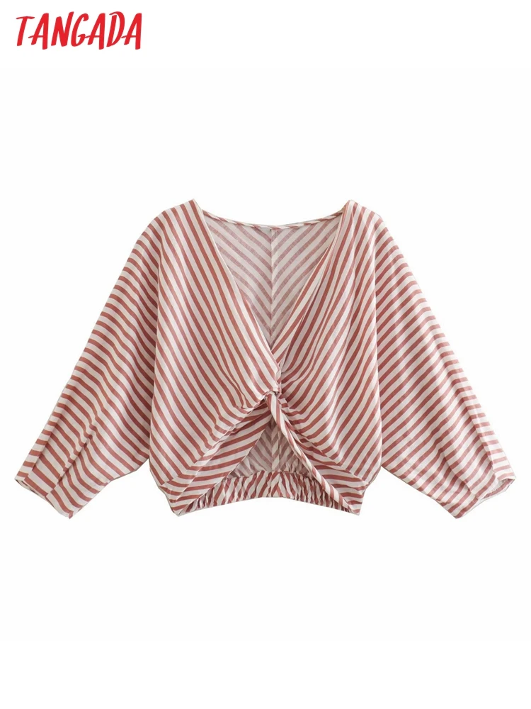 

Женская укороченная рубашка в полоску, с коротким рукавом