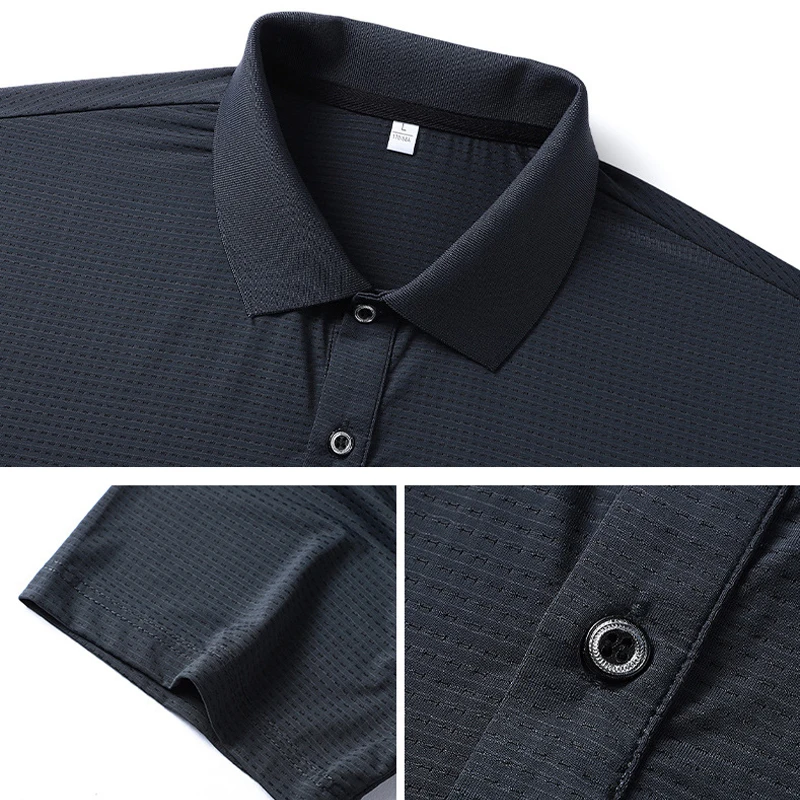 Рубашка-поло мужская однотонная Повседневная модная дышащая с коротким рукавом