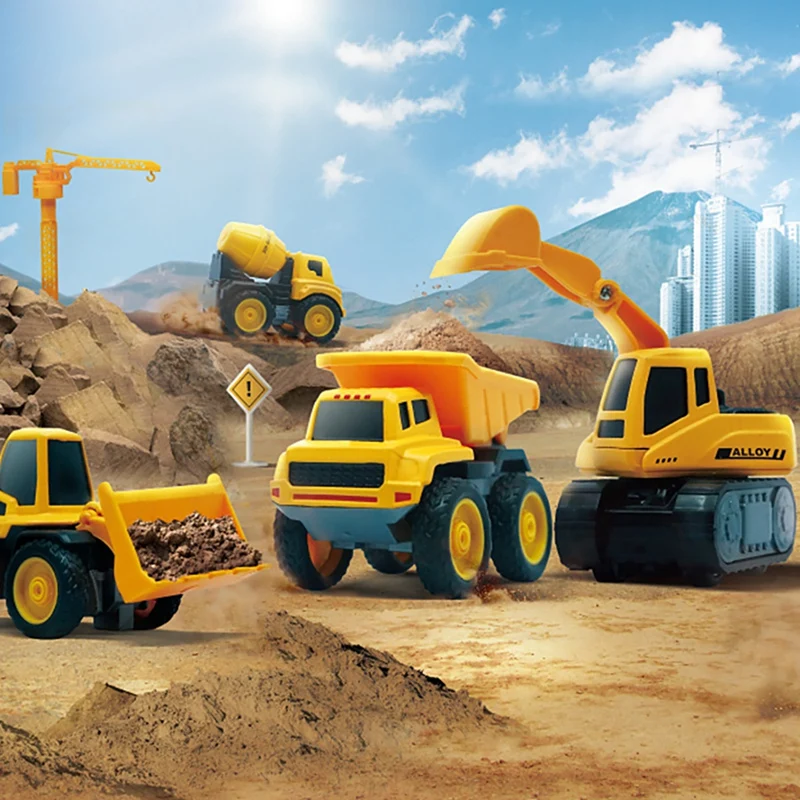 Набор строительных автомобилей Ccene стоянка экскаватор миксер грузовик танк