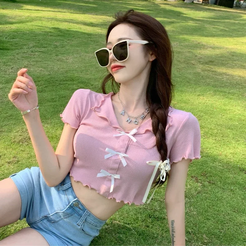 Лето 2023 новые сексуальные пикантные французские дизайнерские футболки с