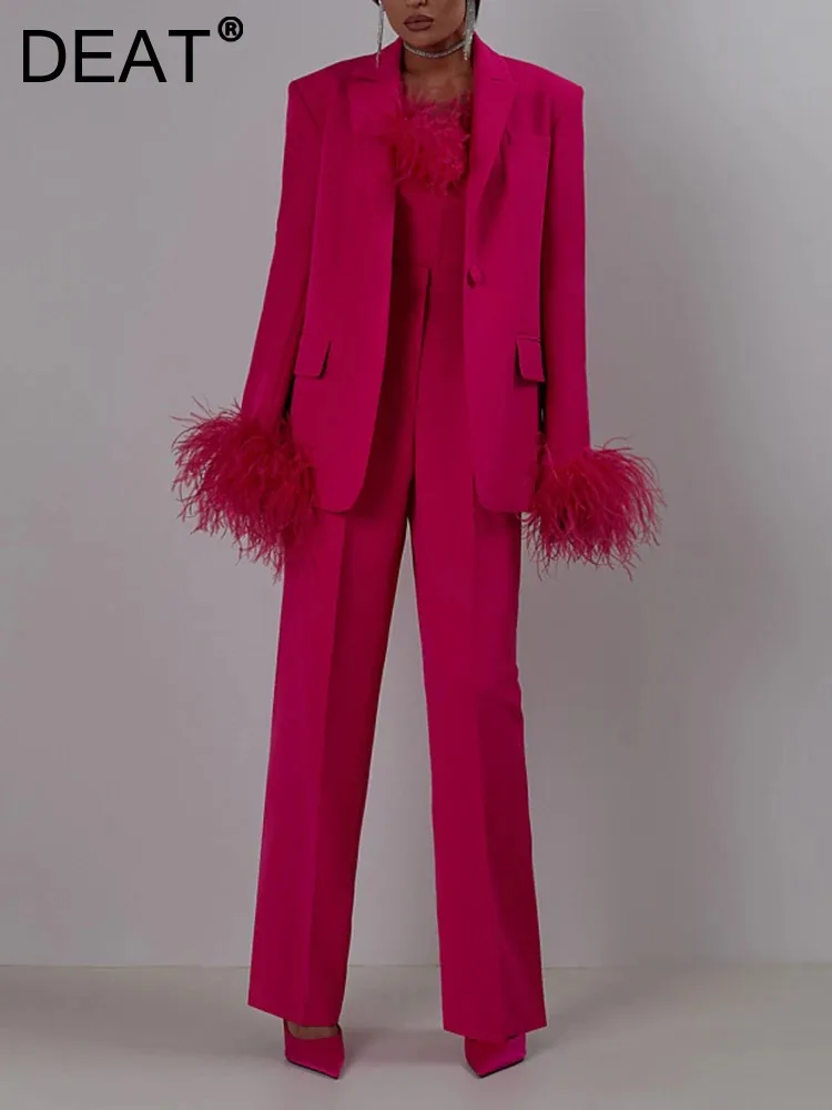 DEAT Элегантный комплект из 2 предметов блейзер с лацканами на одной пуговице и