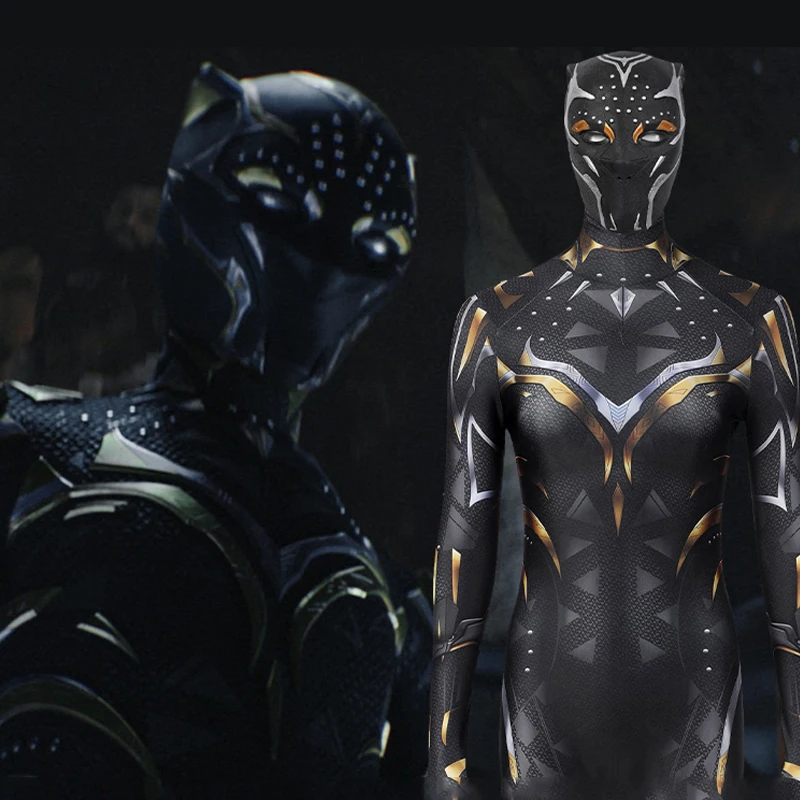 

Костюм Пантеры Shuri Cosplaydiy, костюм знаменитости Shuri, костюм супергероя, костюм героя, Женский костюм с маской на молнии