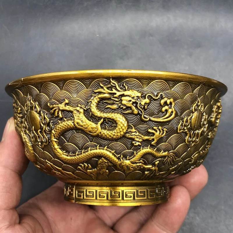 Антикварная разная коллекция имитация династии Цин год Цяньлун двойной дракон