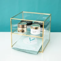 jewelry storage box gold edge jewelry transparent glass storage box cosmetic storage box