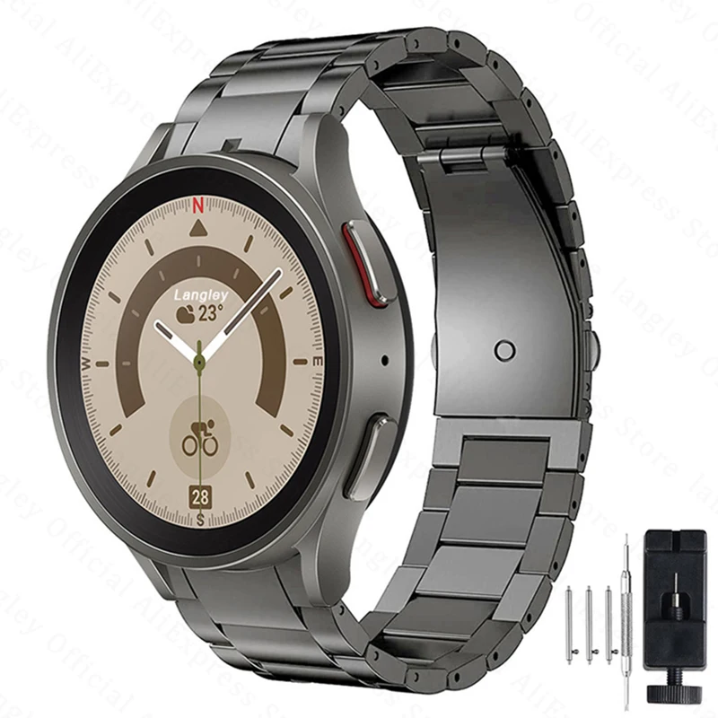 20mm Titanium Metal Watch Strap for Samsung Galaxy Watch 5 Pro 45mm/4 Classic 46 42mm Band No Gaps for Galaxy Watch 5/4 40/44mm