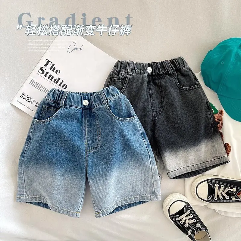 

2022 Summer Boys Casual Jeans Shorts Baby Kids Children Denim Knee Length Trousers