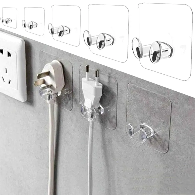 

5/10/20 Creative Power Plug Hook Bathroom Kitchen Wall Storage Hanger Holder Transparent Punch-free No Trace Strong Paste Socket