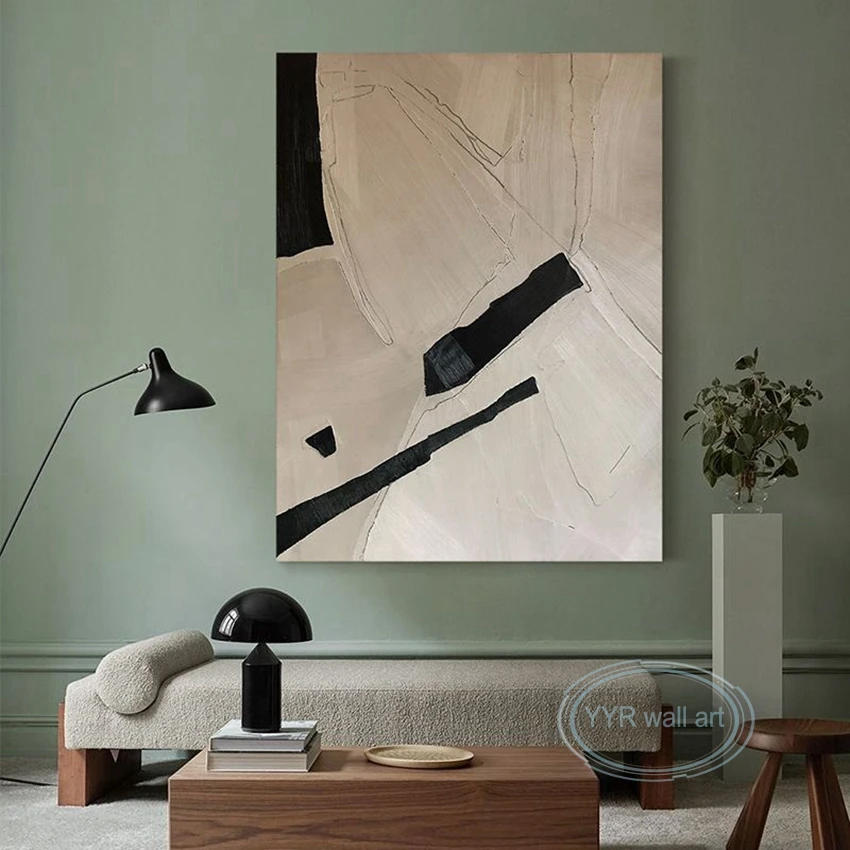 

100%Handmade Oil Painting Abstract Black White Art Texture Wall Poster Unframed Decoration Canvas Living Room Bedroom Restaurant