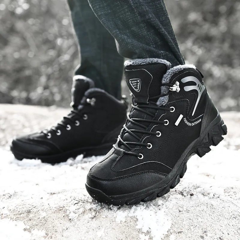 Men's Winter Sneakers 2022 New Plus Velvet Warm Cotton Shoes Trekking Hiking Shoes Camping Outdoor Climbing Male Sneakers