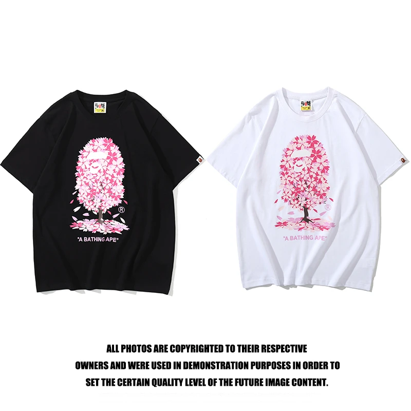 

Футболка BAPE в японском стиле для мужчин и женщин, стильная брендовая тенниска из чистого хлопка с принтом акулы, с коротким рукавом, для пар, ...