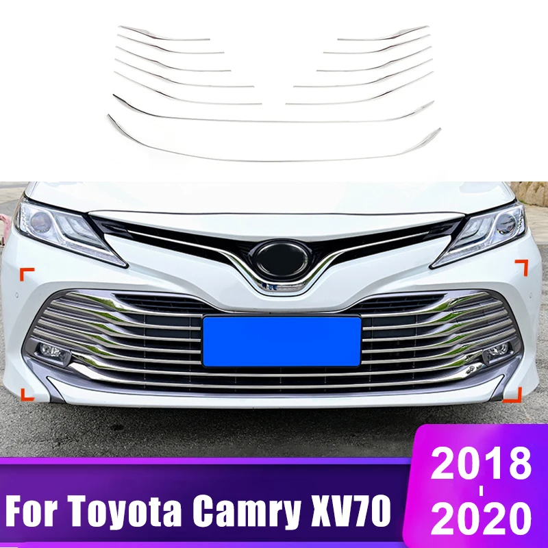 

For Toyota Camry 70 XV70 2018 2019 2020 Hybrid LE XLE Car Racing Grills Front Grille Trim Strips Cover Stickers Accessories