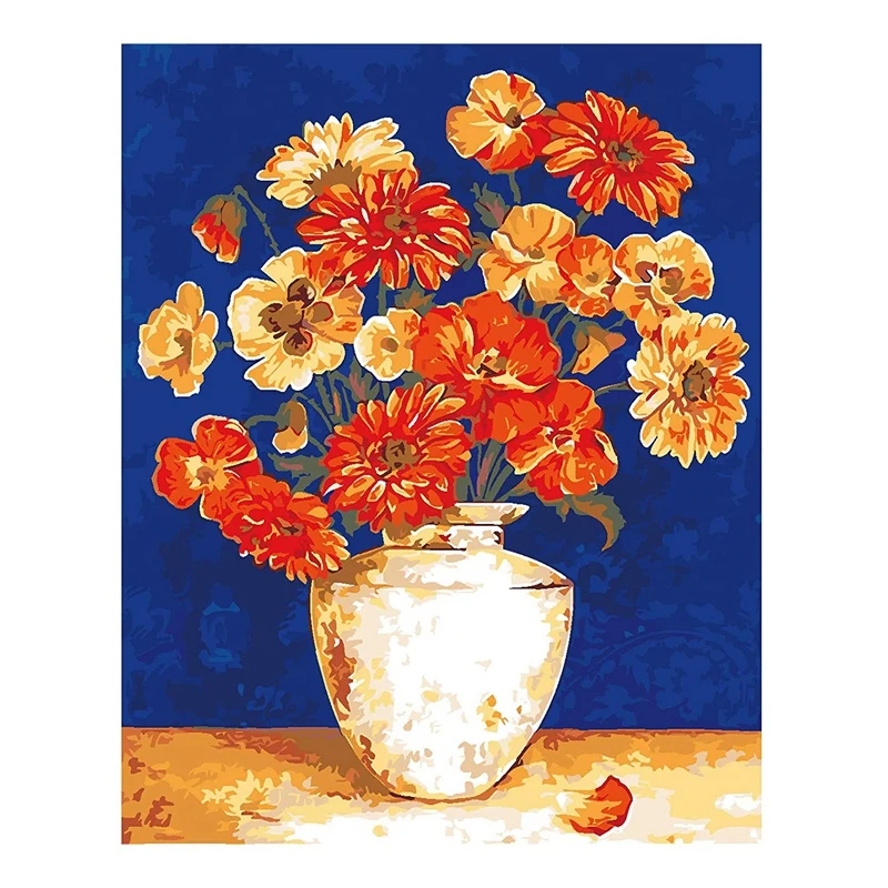 

DIY Paint By Numbers For Adults, Flower Acrylic Paint By Number Kit On Canvas For Beginner Without Frame 40X50cm