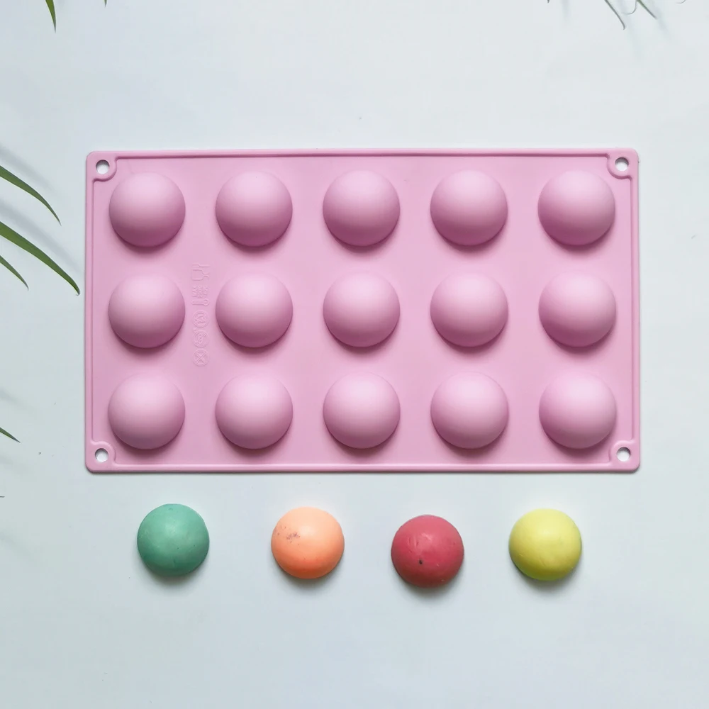 

15 Holes Silicone Small Semicircle Pudding Mold Hemisphere Silicone Chocolate Mould Jelly Dessert Cake Baking Decorative Tools