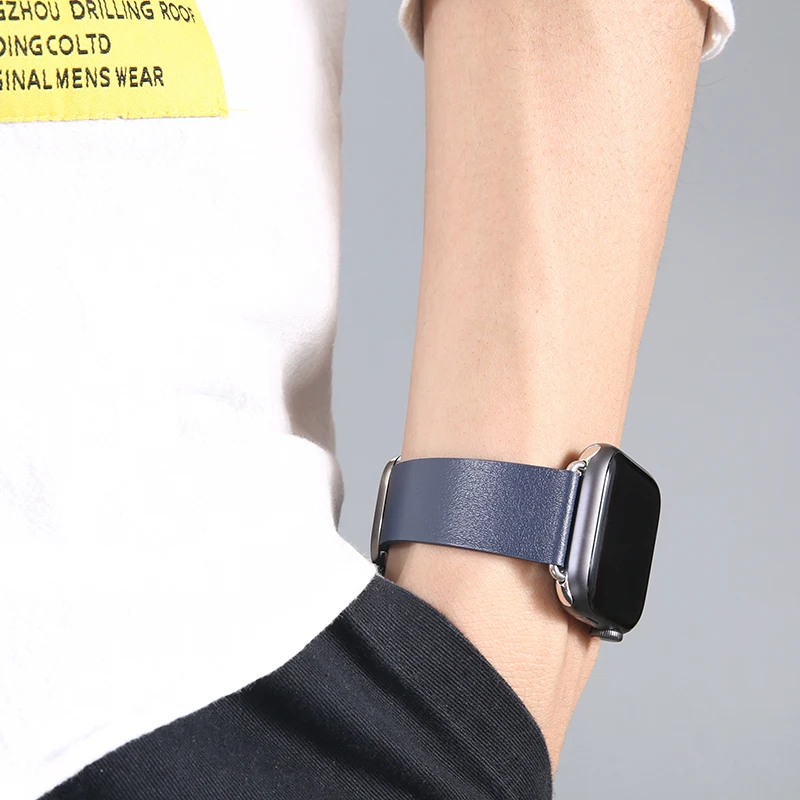 Modern Style Leather Loop Strap for Apple Watch Series 8 7 6 5 4 3 Bands Bracelet for IWatch 41/45/40/44mm Watchband Accessories