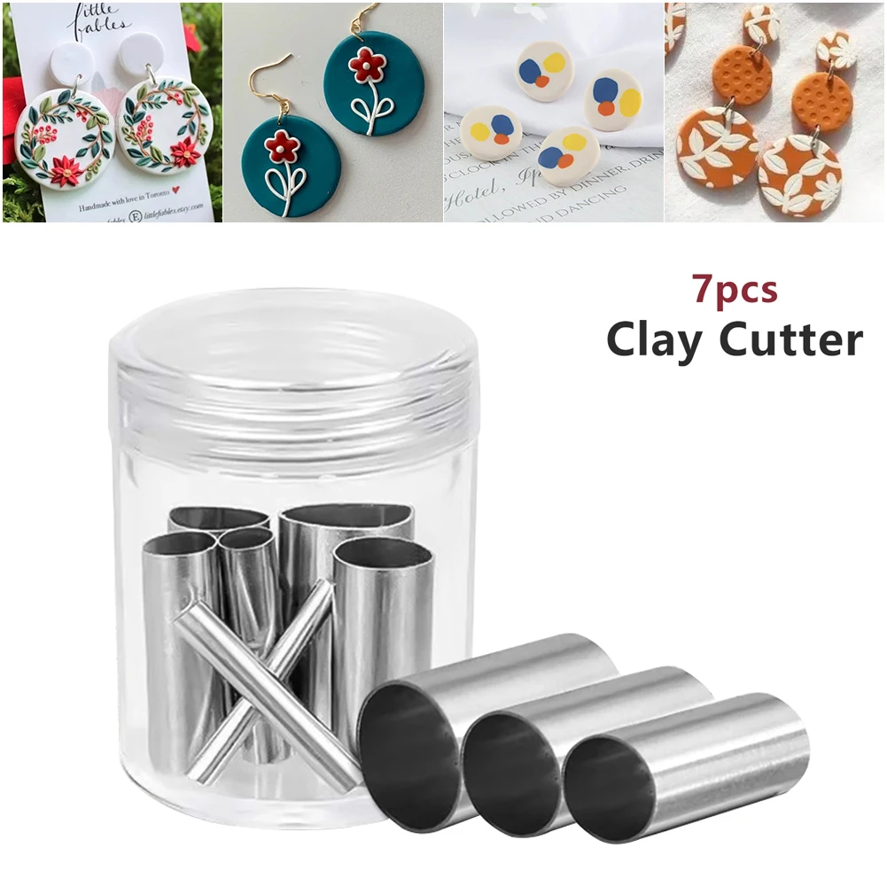 

Ремешок для глины из нержавеющей стали для керамики, набор из 7 шт., маленькие круглые формы для резки, инструменты для глины «сделай сам», по...