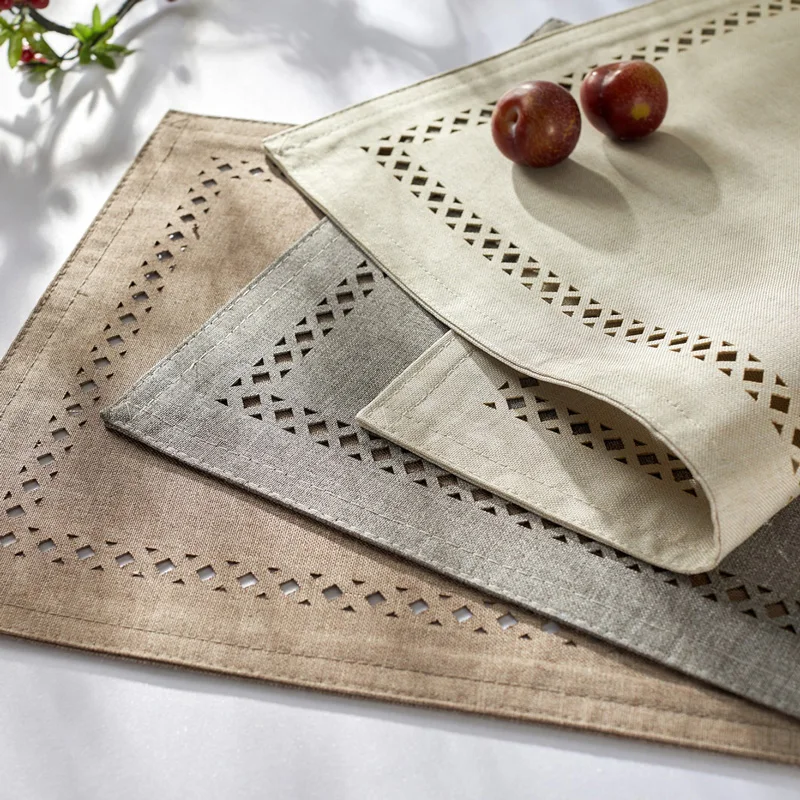 

Набор из 4 салфеток для обеденных столов-дизайнерские скатерти с полыми краями тканевые коврики для места машинная стирка