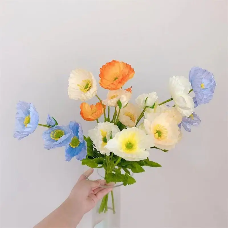 

Artificial Flowers Simulated Flowers Flocking Poppies Decorative Wedding Arrangements Flowers Home Room Office Fake Flowers