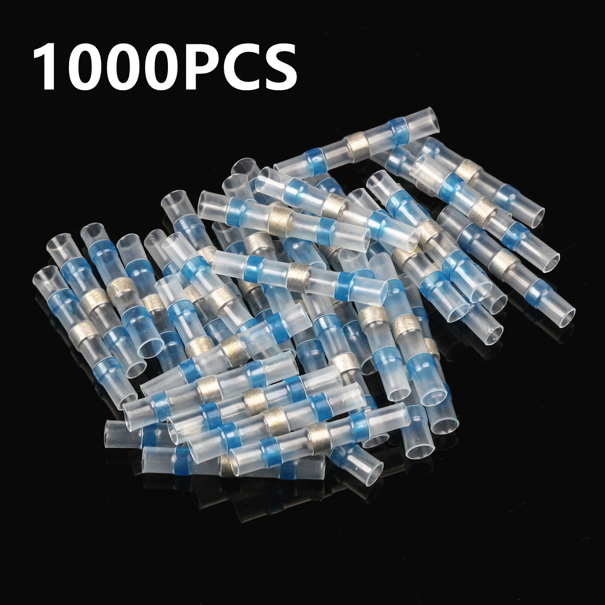 

100/1000x Waterproof Tinned Copper Solder Heat Shrink Terminal Insulated Seal Soldering Sleeving Butt Wire Connectors AWG 16-14