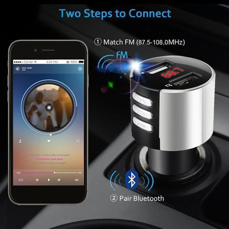 

LCD FM Transmitter LED display Radio USB 2.0 Wireless 3.0 + EDR Adapter