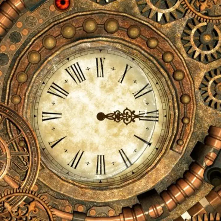Ретро часы и экипировка в стиле стимпанк Механический механизм гобелен