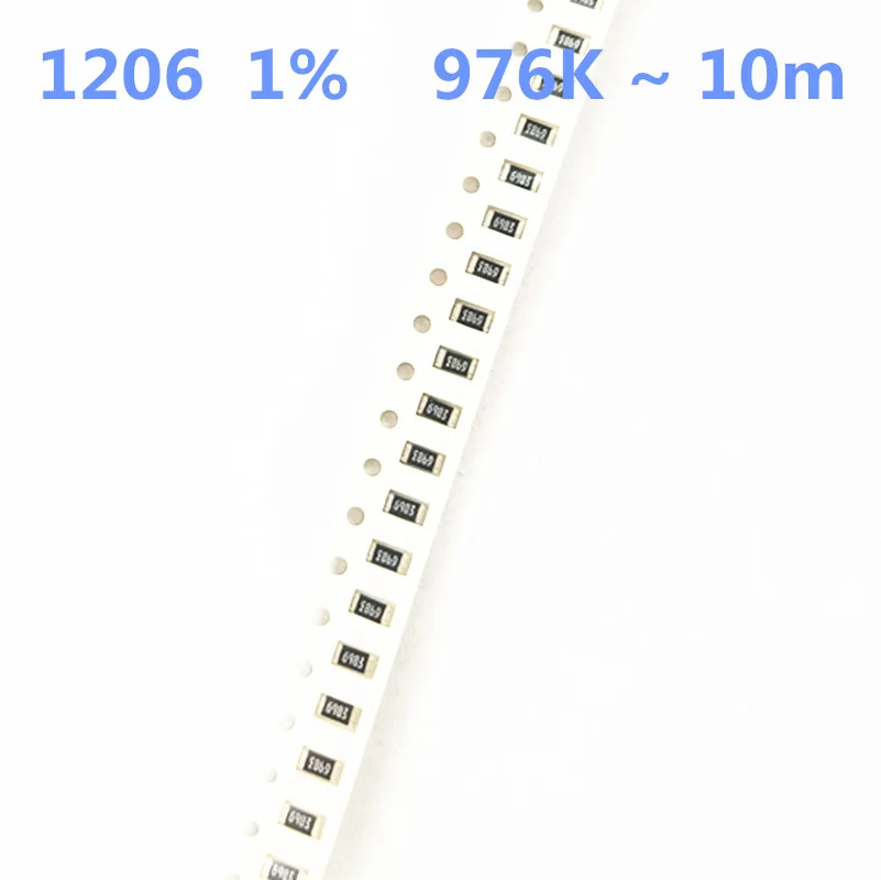

100pcs 1206 1% SMD resistor 1/4W 976K 1M 1.02M 1.05M 1.07M 1.1M 1.13M 1.2M 1.21M 1.24M 1.27M 1.3M 1.33M 1.37M 1.4M ohm
