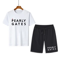 mens sets summer pearly gates short sleeve suits solid t shirts and shorts casual streetwear shirts male sports clothing s 3xl