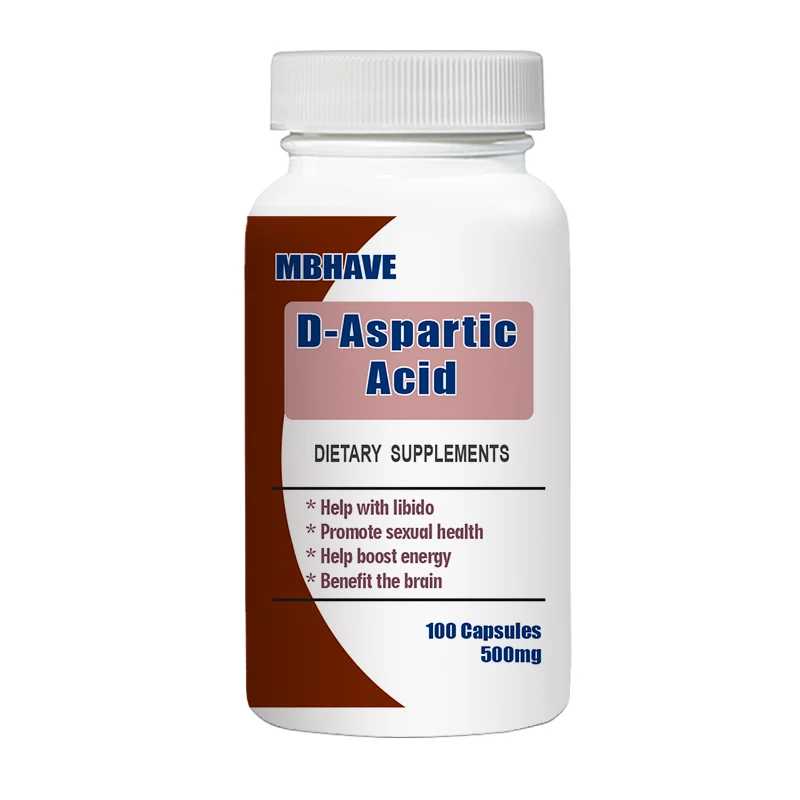

D-Aspartic Acid 500mg 100 Capsules Help with libido Promote sexual health Help boost energy Benefit the brain