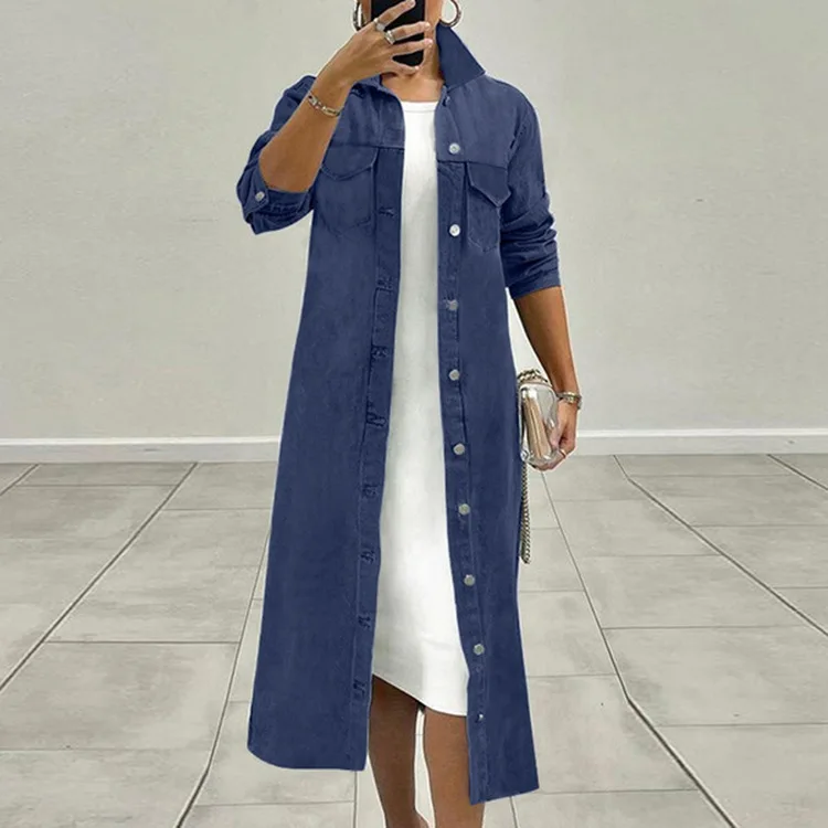 Shirt Collar Denim Dress Ladies 2023 Summer New Solid Color Single Breasted Jacket Ladies Cozy Casual Denim Dress Mom Skirt