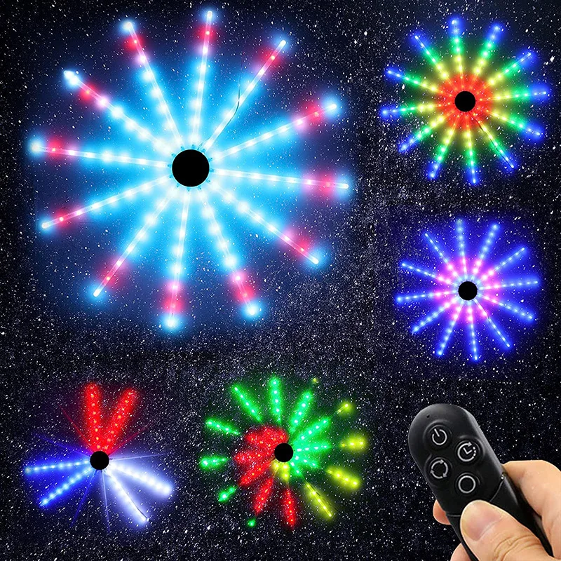 2022 New Camping Digital Explosion Star Windmill Light RGB Magic Color Sun Fan Light Flashing Meteor Race Fireworks Light String