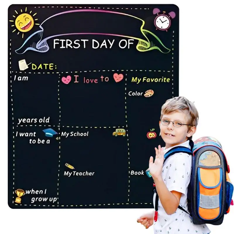 

First & Last Day Of School Chalkboard Double-Sided Back To School Board 1St Day Of Preschool/Kindergarten Photo Props Reusable 1