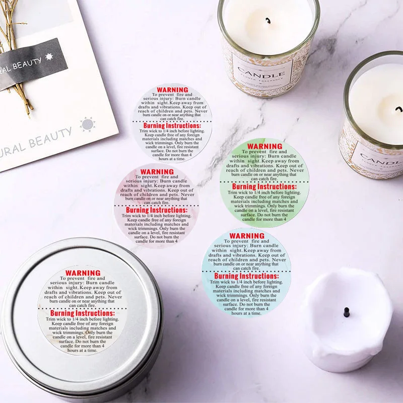 500 шт./рулон красочные свечи предупреждающие этикетки наклейки для банок