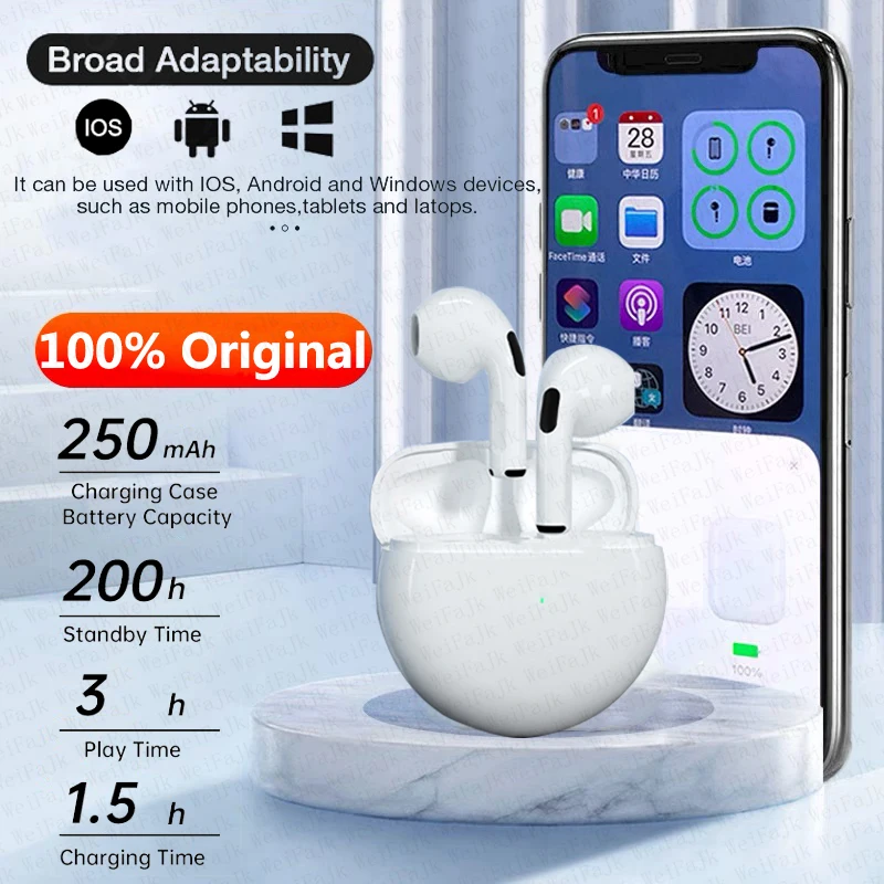 Для Apple Original AIRP0DS-PR0 Беспроводные наушники Bluetooth-вкладыши Наушники-вкладыши Спортивная гарнитура с шумоподавлением для наушников Xiaomi iPhone (art.: 3920d33f03d50) - 3920d33f03d50