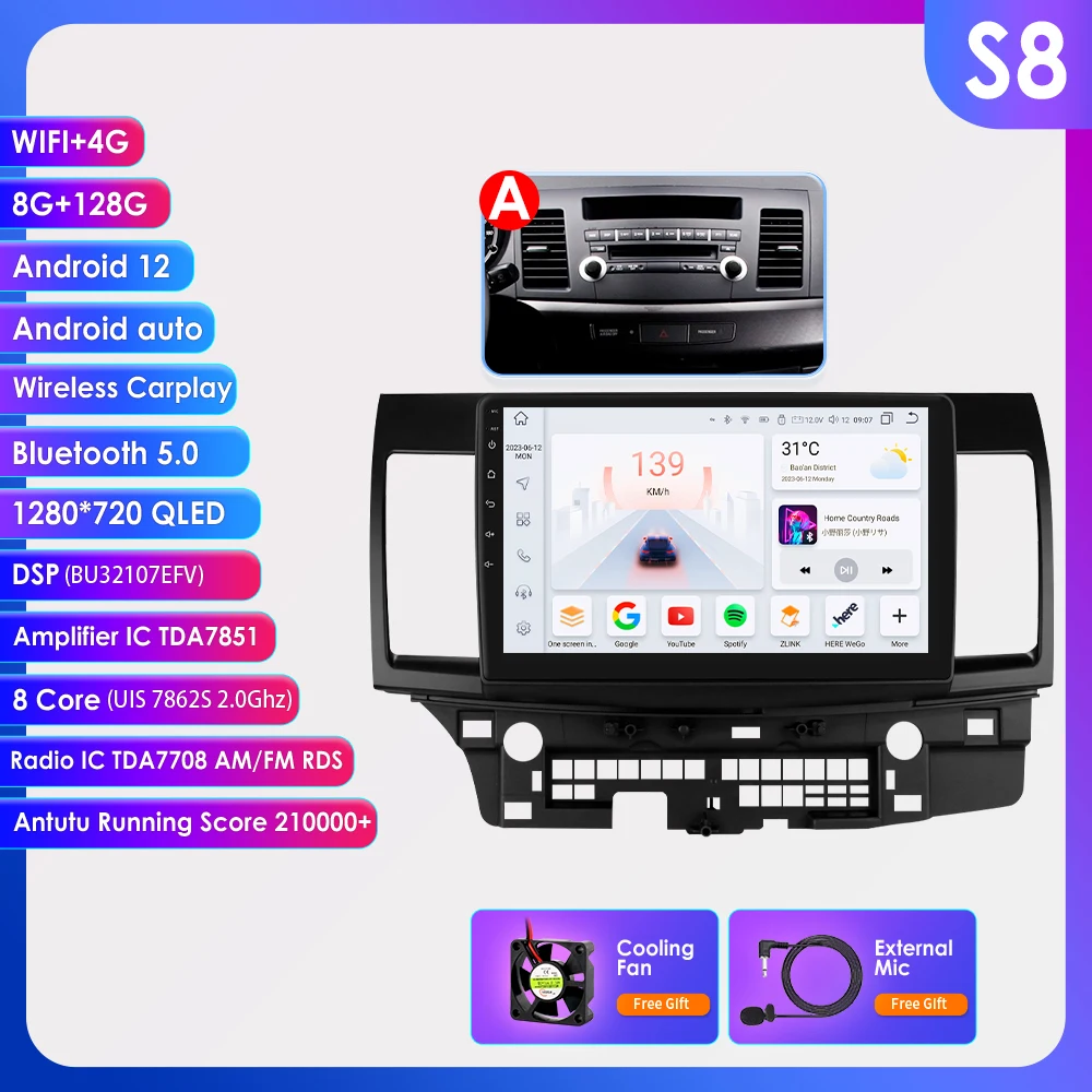 Мультимедийная Автомагнитола Hizpo для MITSUBISHI LANCER 10,1-2007, 2 Din, 2012 дюйма, Android 13