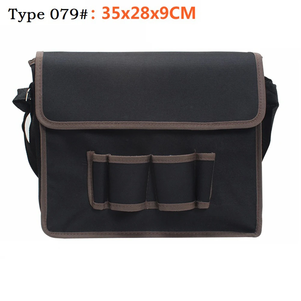 600D Nylon Fabric Shoulder Tool Bag Heavy Duty Hard Work Hardware Tool Strap Oxford Black 350x280x90mm