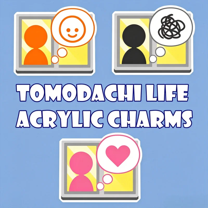 Фото Акриловые шармы Tomo dachi Life Window - Двусторонний брелок-подвеска Mii Mood Bubble для телефона, игровой кулон для фанатов №2