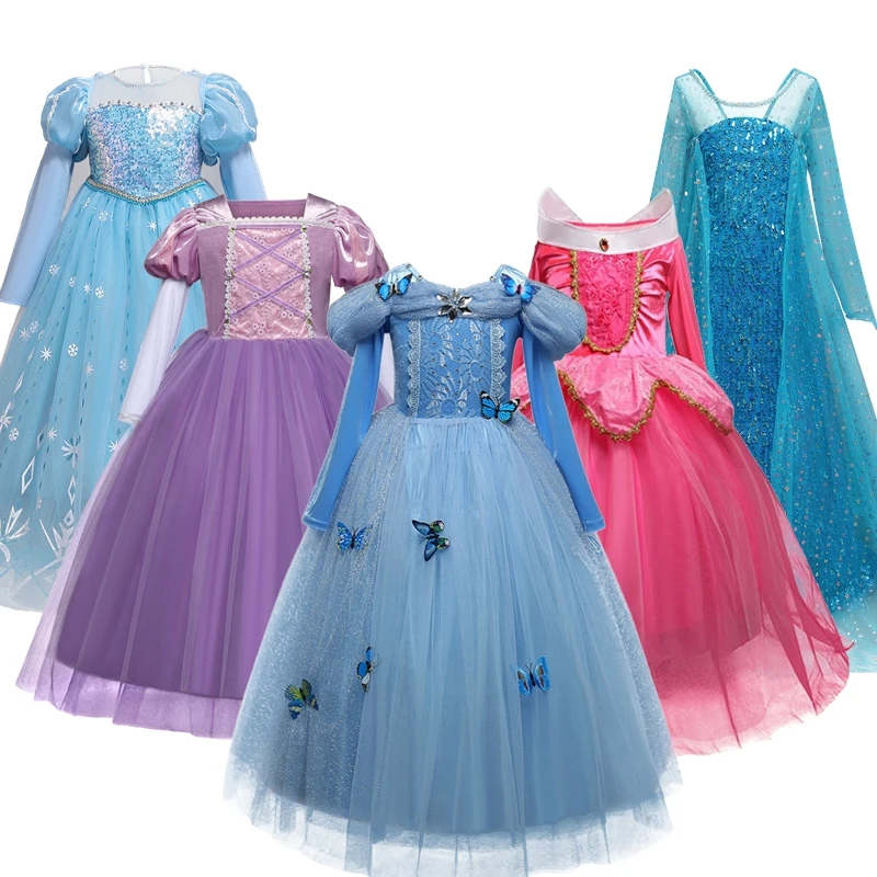 Winter Girls Princess Dress Halloween Costumes for Kids Fairy Dressing Up Party Vestidos Children Carnival Prom Ball Dress