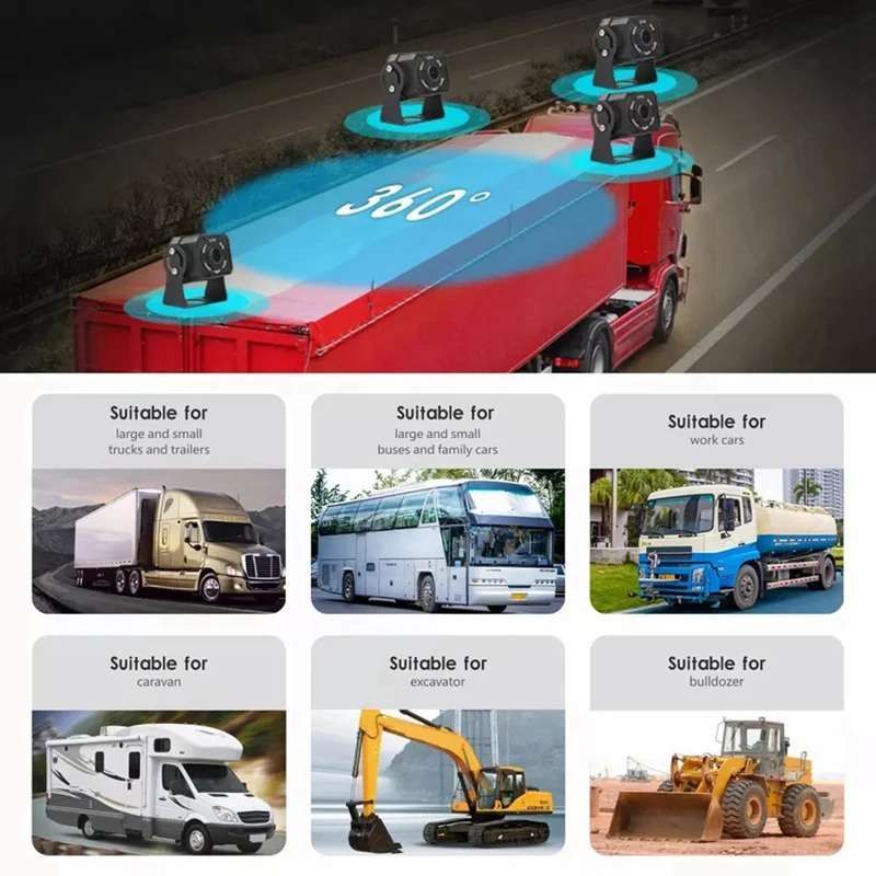 PZ612-2AHD-BSD 120 градусов Автомобильный AHD 1080P 2 мегапикселя 7-дюймовые передние и задние