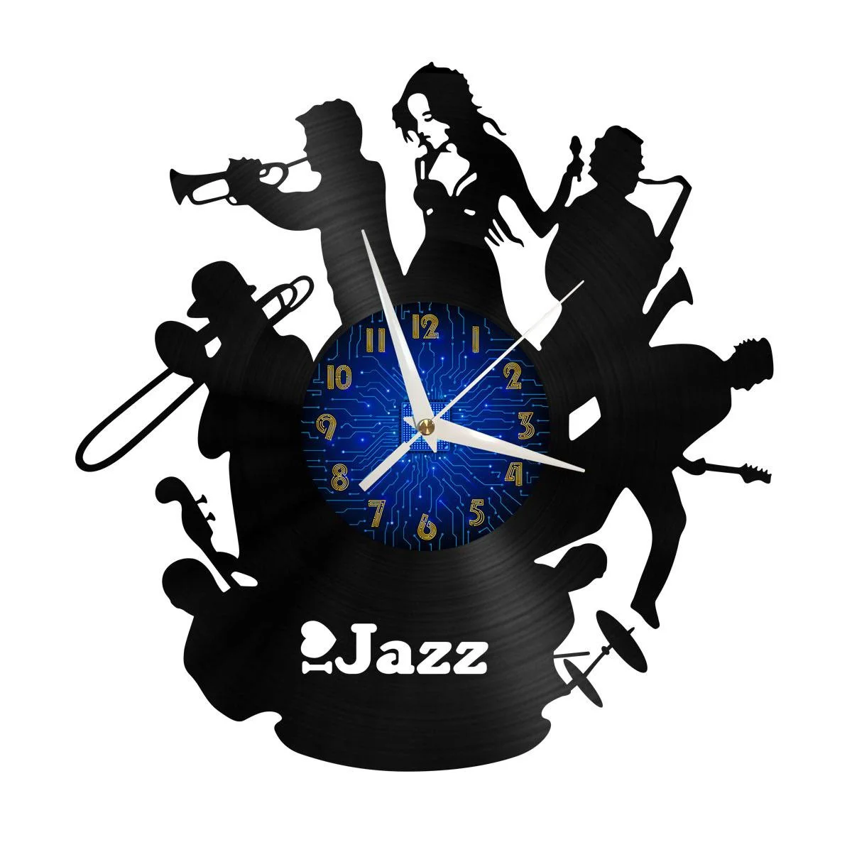 

I Like Jazz Vinyl Wall Clock, Vinyl Record Clock Wall Art Silent & Non-ticking