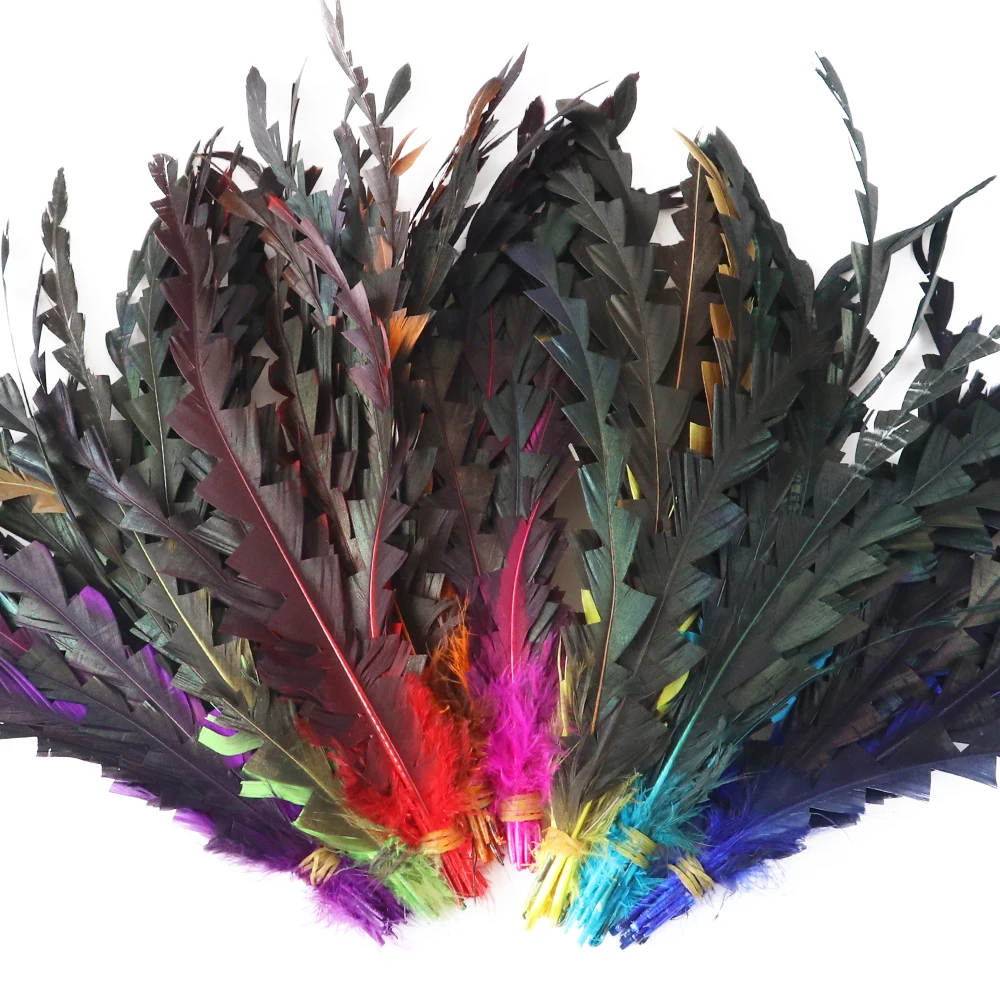 

25-30cm Dyed Rooster Tail Feathers 10pcs Decorative Feather Diy Festivals Creative Handicraft Plumes Cosplay Clothing Accessory