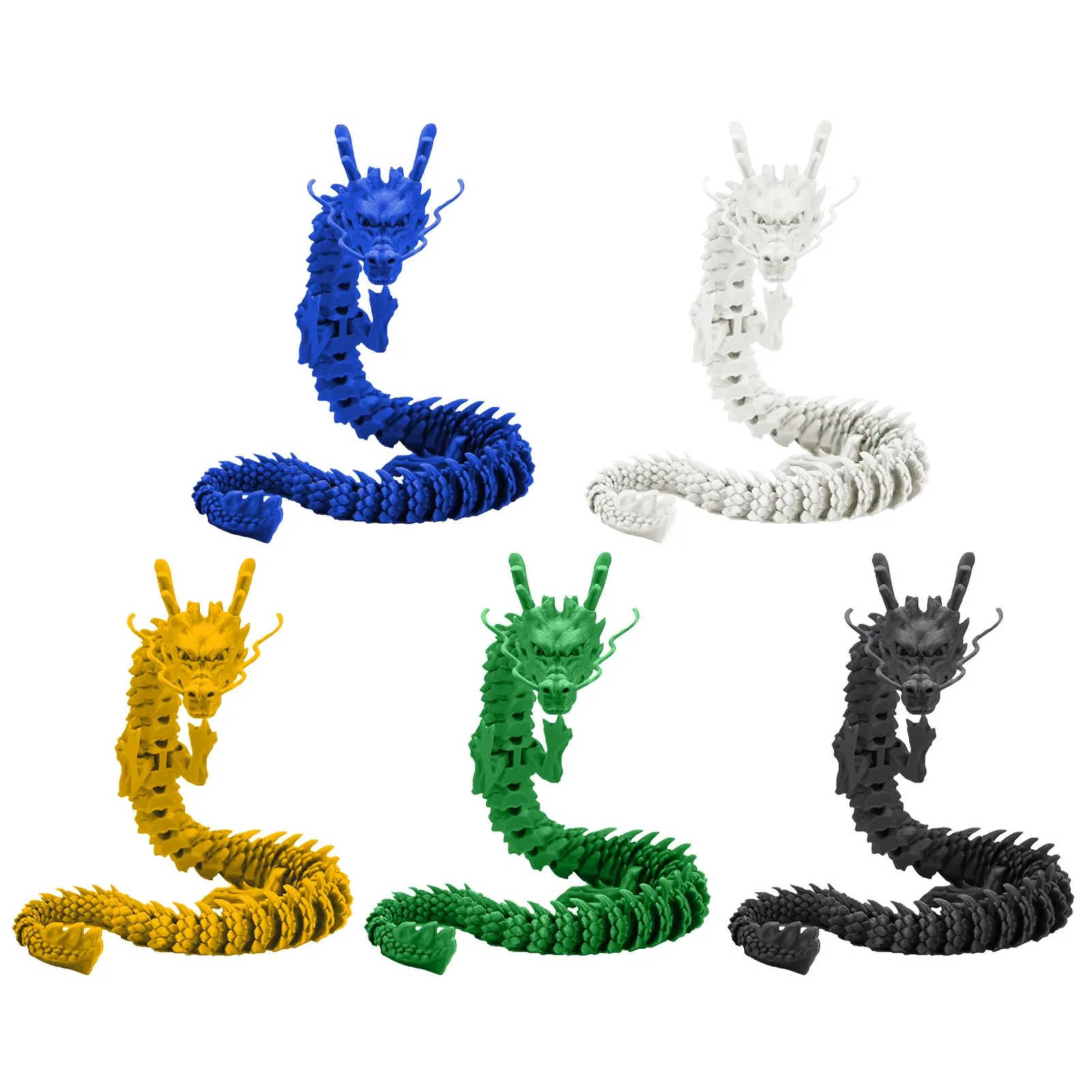 

3D Printed Articulated Dragon Chinese Loong Flexible Realistic Made Ornament Toy Home Office Decoration