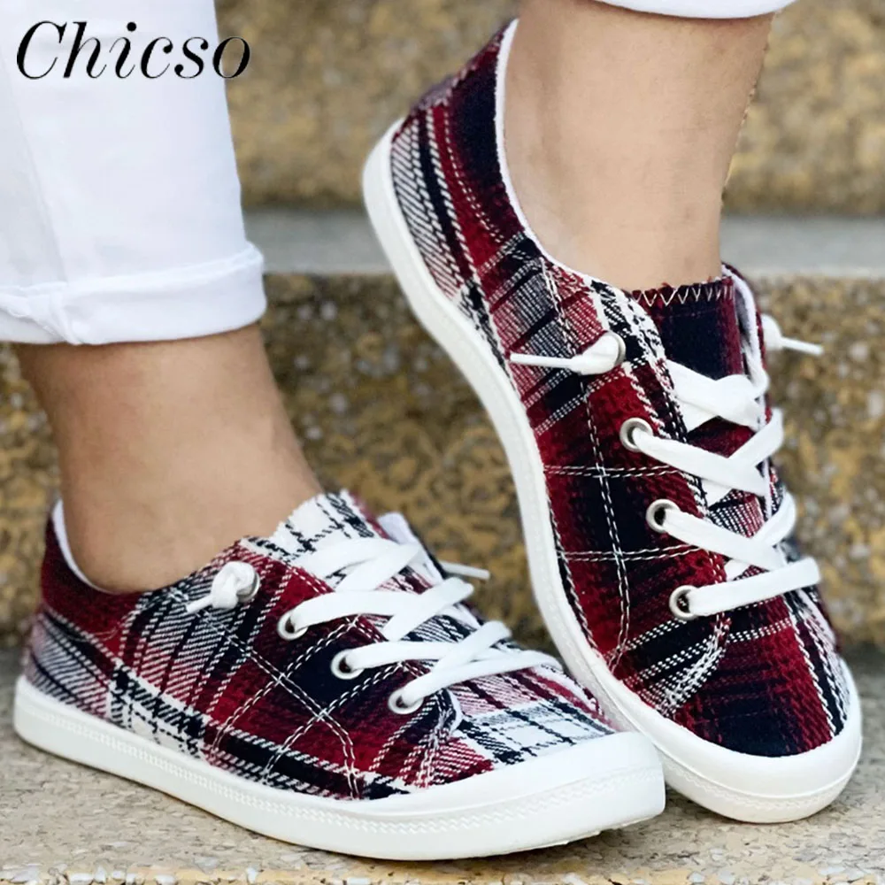 

Plaid Espadrilles Women 2023 Spring New Shallow Large-Sized Flats Canvas Shoes Home Outdoor Walking Running Sport Sneakers