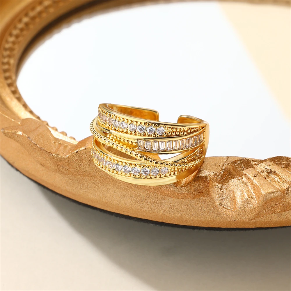 Изящные кольца с фианитом для женщин элегантные многослойные бриллиантовые