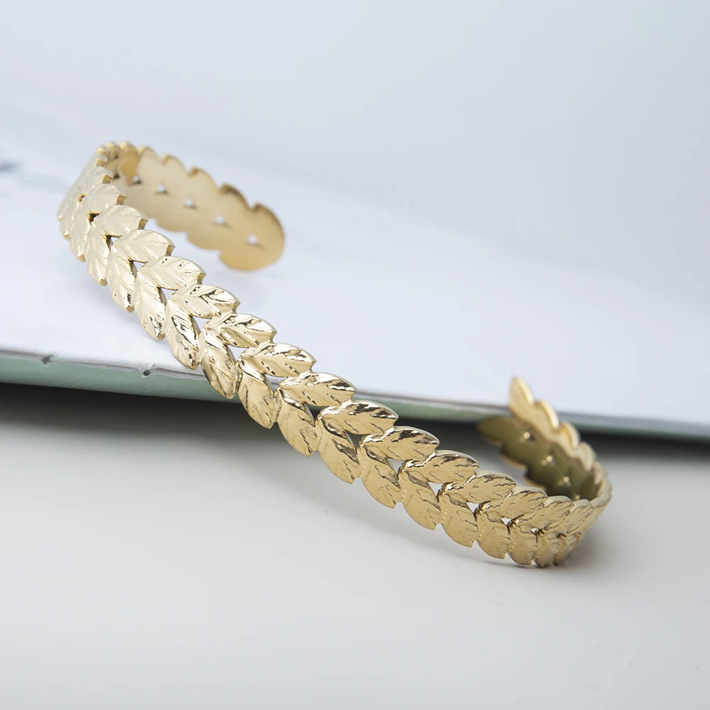 

Fashion Leaves Cuff Bracelets for Women Vintage Temperament Adjustable Open Bangle Jewelry Charm Anniversary Gifts