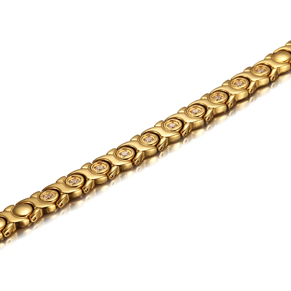 RainSo Hematite Bracelets & Bangles For Women Hot Sale Healing Magnetic Stainless Steel Zircon Fashion Jewelry