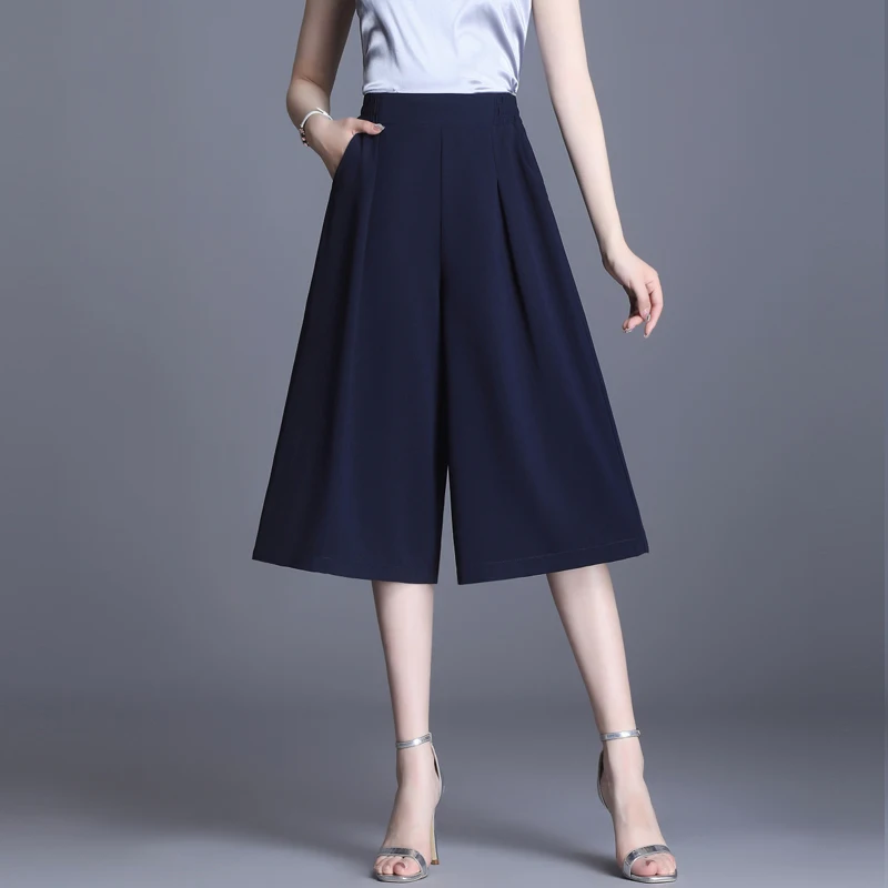 

Black Gray Chiffon Elastic Waist Capris Pants Summer Style 2022 Korean Fashion Women'S Cargo Baggy Pants Harajuku Female Clothes