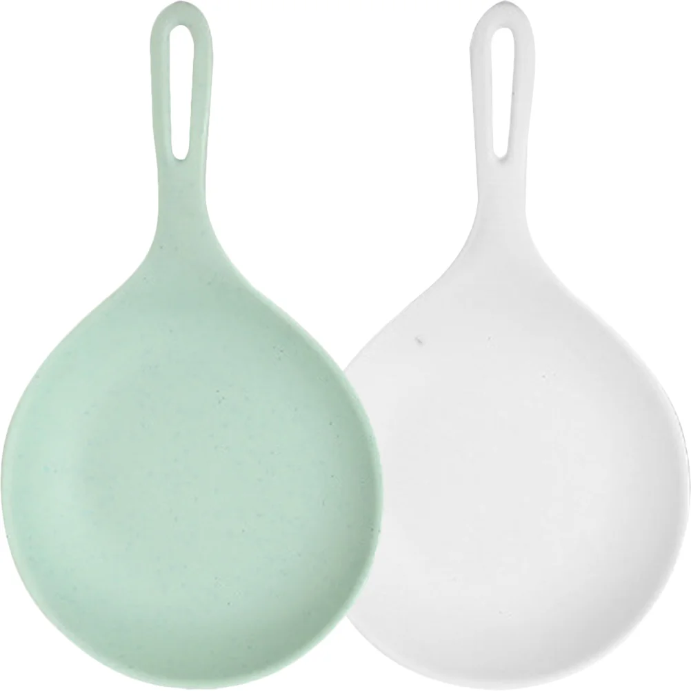 

2 Pcs Plastic Plate Trays Handheld Plates Dinner Dish Spoon Rest Pasta Handle With Small Serving Melamine Large Food Appetizers