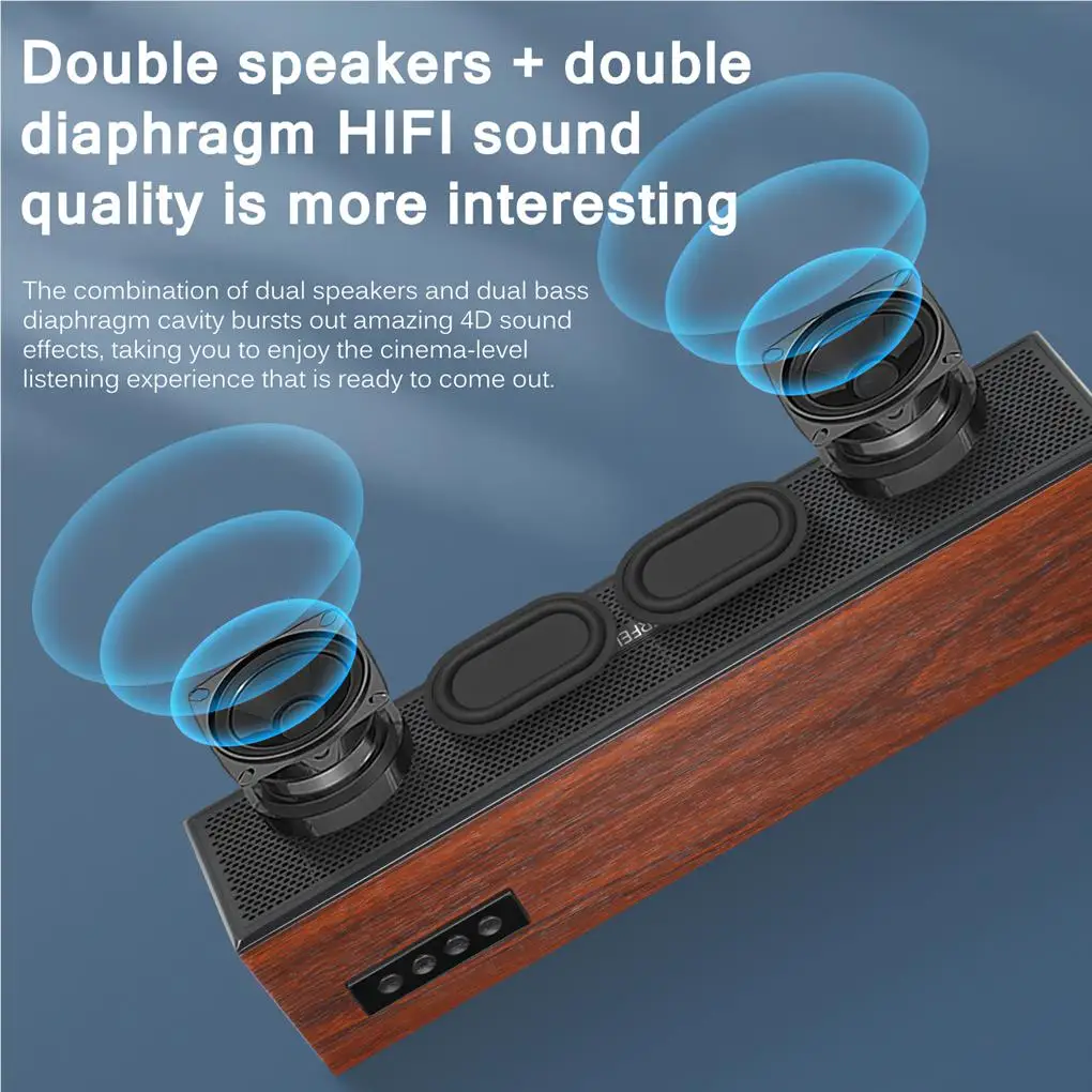 

A191 Retro Speaker Wooden Stereo Speakers Smart Portable Bluetooth Speaker 1200mAh Vintage Speaker for Home